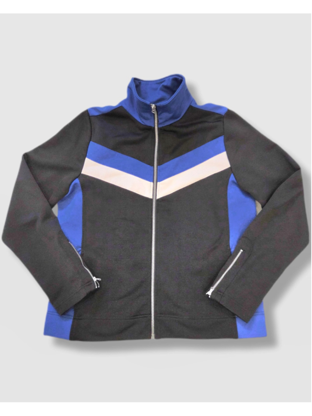 Y2K Colorblock zip-up Jacket | Vintage Reitmans | Blue Black | Size S-M